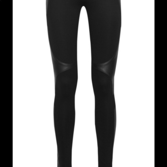 New Helmut Lang lamb leather panel knit bondage patch stretch moto legging pants - Picture 2 of 7